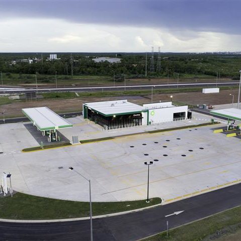 Afternoon Aerial View of BP Truck Stop