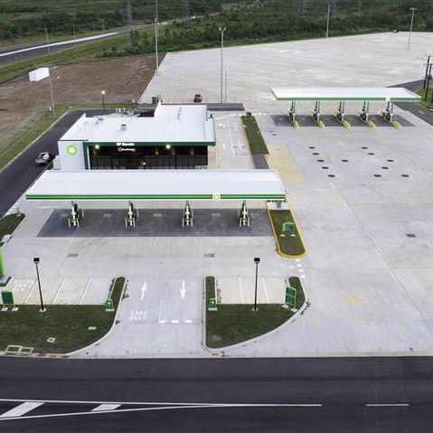 Afternoon Aerial View of BP Truck Stop