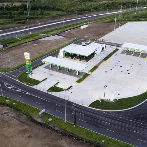 Morning Aerial View BP Truck Stop