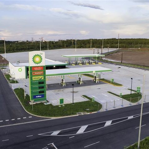 BP Truck Stop Morning Aerial View