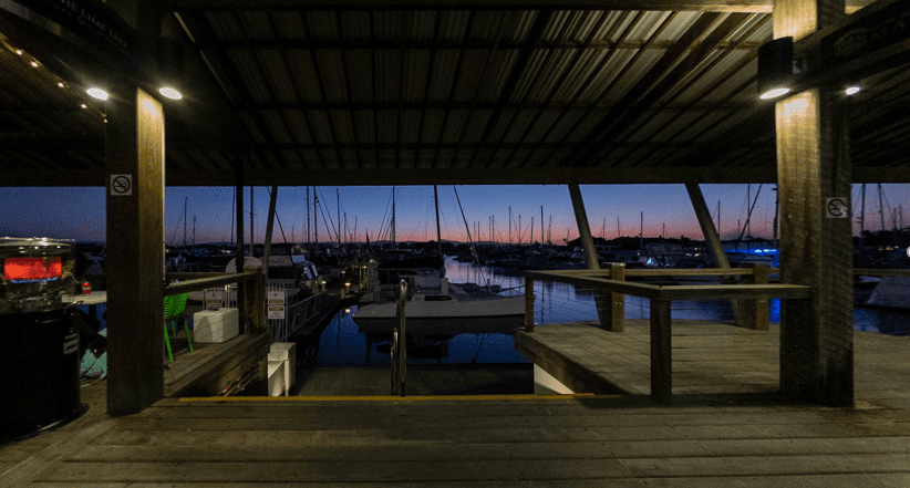 View of the Marina at the Lime Tree Wine Bar